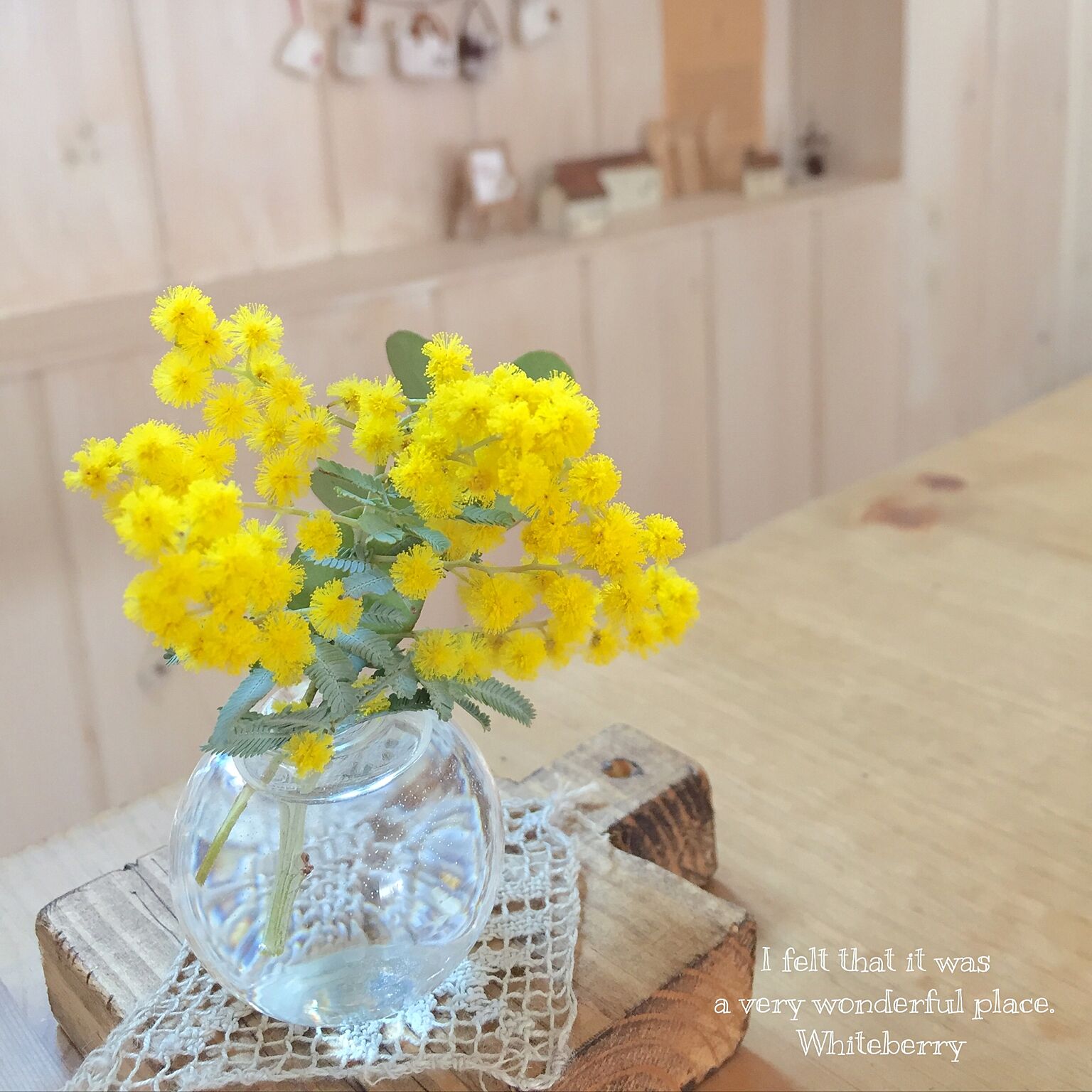 切り花をテーブルに飾るとリビングが華やぎますね。爽やかな黄色が春らしいです。